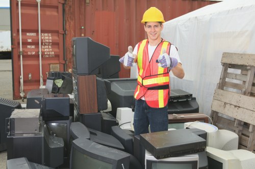 Mid-job image showing team loading a Luton van in a Blackwall location