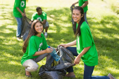 Professional waste management team at work